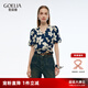 歌莉婭印花上衣女2025新款夏季流行穿搭獨(dú)特扭結(jié)短袖T恤1E6R3B240 0DD靜謐藍(lán)影橘子花印花 M