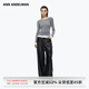 ANN ANDELMAN【明星同款】2025秋新款雙領(lǐng)修身打底衫女長袖T恤七夕禮物情人節(jié) 灰白色 S