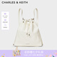 CHARLES&KEITH柔軟單肩流浪包水桶包雙肩包包女包女士生日七夕禮物CK2-10151393 Cream奶白色 L