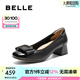 百麗（Belle）舒適優(yōu)雅單鞋女2025春新真皮蝴蝶結(jié)方跟鞋D3S1DAQ5 黑色-寬版 37 (235mm)