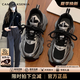 CAMILA KSENIA女鞋爆款老爹鞋女2025新款夏季百搭厚底休閑網(wǎng)面透氣運動跑步鞋子 黑色 38