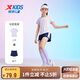 特步（XTEP）兒童童裝女童小中大童運動(dòng)短袖針織套裝 霧紗紫 160
