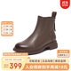 百思圖24冬商場(chǎng)同款通勤休閑靴粗跟女短靴G2176DD4 棕色絨里 37 