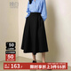 晚白【新品】2025秋款時(shí)尚氣質(zhì)休閑半裙純色大擺淑女半身裙 黑色 L