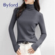 百富雙面德絨高領(lǐng)打底衫女內搭秋冬季加絨長(cháng)袖保暖上衣 煙灰色 2XL
