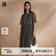 播桑蠶絲連衣裙女商場(chǎng)同款2024夏新款小個(gè)子中長(cháng)款裙子BDR2LD1670 G20象灰 M