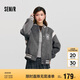 森馬（Semir）外套女刺繡拼接撞色寬松夾克2024冬季仿毛呢棒球服109724108004