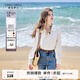 秋水伊人時(shí)尚簡(jiǎn)約顯瘦直筒襯衫秋季新款女休閑長(cháng)袖打底襯衣 米白-經(jīng)典款 M