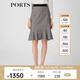 PORTS寶姿春夏新品女裝格子優(yōu)雅包臀裙魚尾半身裙LM8S005NFF029 黑色格子 XS (2)