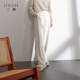 三彩2025冬季新款雪尼爾休閑長(cháng)褲高腰松緊直筒闊腿褲寬松簡(jiǎn)約M 米白色 M 160/68A 160/68A