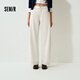 森馬（Semir）牛仔褲女冬季寬松分割抓毛拖地褲2025新款酷颯風(fēng)顯腿長(cháng)彎刀褲 奶白10501 S