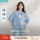 茵曼（INMAN）防曬涼感牛仔襯衫2025夏季女裝新款短袖寬松百搭萊賽爾襯衣 淺牛仔藍(lán) XL