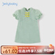 JELLYBABY漢服女童夏季唐裝裙子兒童連衣裙女孩旗袍童裝夏裝 黃藍(lán)格 120 CM