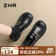 ZHR樂(lè )福鞋女粗跟英倫風(fēng)小皮鞋春秋百搭通勤簡(jiǎn)約單鞋女 JF135 黑色 38