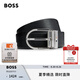 BOSS博斯【七夕節(jié)禮物】男士經(jīng)典條紋扣環(huán)雙面皮革腰帶 002-黑色 117cm