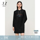 玖姿（JUZUI）商場同款時髦亮片羊毛針織連衣裙女冬款JLDD31402 素黑 2XL