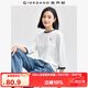 佐丹奴T恤女純棉套頭衫貓咪刺繡撞色圓領(lǐng)七分袖上衣05324798