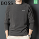 BOSS德國B(niǎo)OSS秋冬德絨長(cháng)袖T恤半高領(lǐng)衛衣男休閑百搭打底上衣 夢(mèng)灰 XL