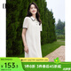 歐莎（OSA）法式小香風(fēng)翻領(lǐng)連衣裙女夏季2025新款A字蕾絲花邊中長(cháng)款裙 米白色 M