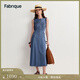Fabrique 復古靛藍圓領(lǐng)無(wú)袖棉麻牛仔連衣裙夏季新品 水洗藍 XS /P