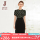 經(jīng)典故事（JANE STORY）夏季拼接黑色碎花裙連衣裙女2024新款時(shí)髦氣質(zhì)修身假兩件裙子別致 黑底綠白花 S
