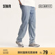 森馬森柔牛仔|牛仔褲男直筒褲子夏季長(zhǎng)褲傘兵褲黑色103324124109A