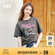 森馬（Semir）短袖t恤女中長款萌寵花上衣25夏透氣吸濕寬松套頭衫109325100005
