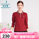 米蘭登（MILANDON）2025春季新款中老年女裝媽媽裝POLO領(lǐng)繡花長(zhǎng)袖針織t恤女1Q1T1106X 酒紅 2XL