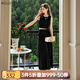 Olrain【七夕】歐芮兒黑色針織套裝女夏季新款小個(gè)子氣質(zhì)半裙兩件套 黑色 M
