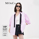 MO&Co.夏泡泡袖法式上衣女短袖白色泡袖極簡風(fēng)闊松襯衫 藕粉色 S 160