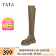 他她（TATA）厚底過(guò)膝長(zhǎng)筒靴法式彈力美拉德女靴子冬新款WD804DC3 啡色 38