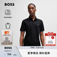 BOSS博斯【七夕節(jié)禮物】【珠地布】男士夏徽標(biāo)貼片彈力修身短袖Polo衫 001-黑色 L