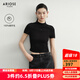 艾諾絲雅詩(shī)【商場(chǎng)同款】2025秋季新品通勤百搭羊毛短袖針織衫上衣女40728019 黑色 M