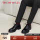 THOM WILLS皮鞋男正裝商務(wù)德比鞋男增高皮鞋休閑厚底真皮軟底夏季 黑色小牛皮D1841 42 /8碼