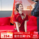 枝己紅色旗袍敬酒服新娘2025新款新中式訂婚結婚禮服古裝嫁衣回門(mén)服 QP09 M