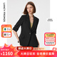 朗姿設(shè)計感時尚氣質(zhì)西裝女時髦洋氣新款修身職業(yè)西服外套 夜幕黑色 S