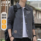 JEEP SPIRIT吉普夾克男秋季韓版外套男士翻領(lǐng)休閑上衣服男裝 深灰色 XL