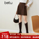 百圖betu女裝秋冬新款短褲美拉德冬日限定ins風(fēng)高腰闊腿短褲女2310T81 深啡 M