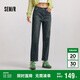 森馬（Semir）牛仔褲女冬加絨做舊長褲女生保暖顯腿長ins潮直筒褲103724124011