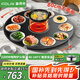 富得萊熱菜板 飯菜保溫板帶2200W電陶爐火鍋 自動(dòng)旋轉盤(pán)餐桌 多功能電熱暖菜板墊 圓形黑色80cm