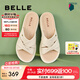 百麗（Belle）厚底休閑拖鞋女商場同款柔軟居家拖鞋A9T1DBT4 米白 37 (235mm)