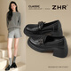 ZHR粗跟樂(lè )福鞋女英倫風(fēng)輕便氣質(zhì)單鞋女增高松糕底皮鞋女 JF317黑色37