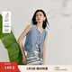 茵曼（INMAN）復古百搭牛仔馬甲背心2025夏季女裝新款短款顯瘦無(wú)袖馬夾上衣  牛仔藍 S