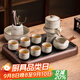 瓷牌茗茶具觀(guān)山自動(dòng)茶具整套汝窯泡茶器全套家用禮品功夫茶具排水茶盤(pán)套裝 水墨觀(guān)山自動(dòng)茶具六杯+道洗盤(pán)