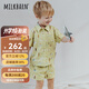 Milkbarn兒童套裝男女寶寶童裝夏季純棉襯衫短褲兩件套 盛夏沖浪 110 cm