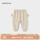 babylove嬰兒褲子春款純棉大pp褲外出長(cháng)褲毛圈百搭男女寶寶休閑束腳褲 摩卡米 90