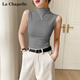 拉夏貝爾半高領(lǐng)吊帶背心女春夏新款西裝內搭純色打底衫無(wú)袖上衣 深灰 XL