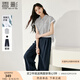 香影鹽系輕熟風(fēng)套裝女兩件套2025夏裝新款條紋襯衫褲子一整套穿搭 藏青 M 160/84A/95-110斤