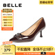 百麗（Belle）高跟鞋女細(xì)跟商場同款真皮時尚百搭單鞋3Y617AQ4 酒紅色 39 (245mm)