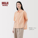無印良品（MUJI）女式 涼感 襯衫領(lǐng)短袖襯衫女士襯衣女裝25年夏季上衣涼感物語 淺橙色條紋 M (160/84A)